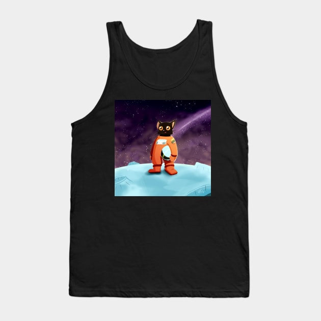 Ground Control to Major Tom Cat (Square Image) Tank Top by 📼Creepe💀Paper🕶️